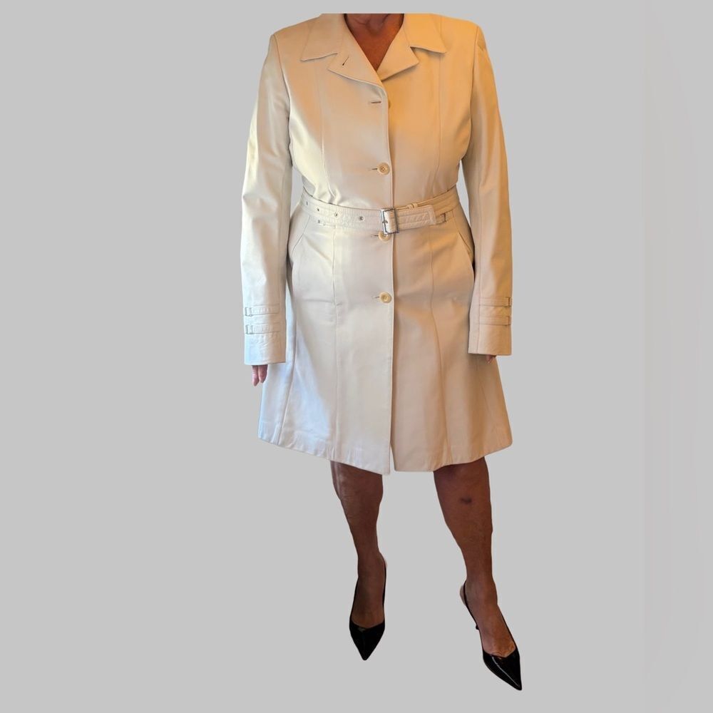 SUPREMA Italian Buttery leather trench style coat sz M